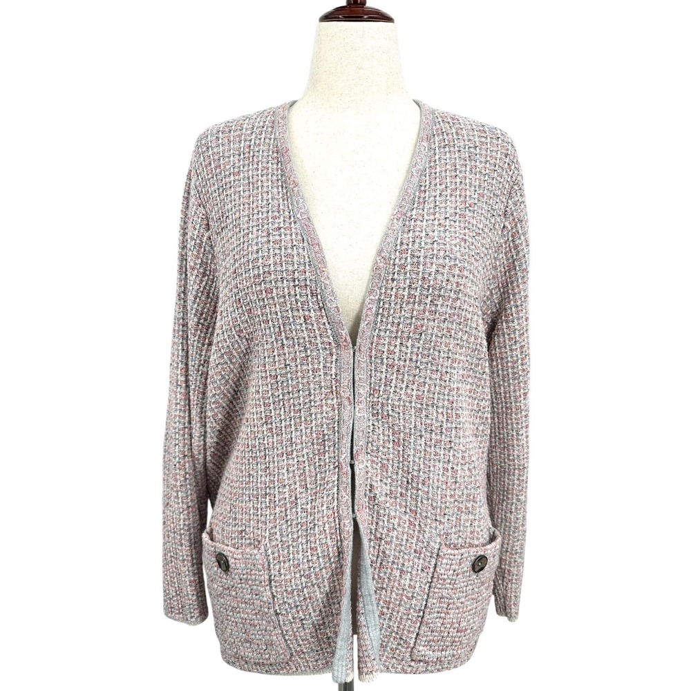 J. Jill Cardigan Knit Sweater Cotton Blend Tunic Frog Closures Women's Size 2X
